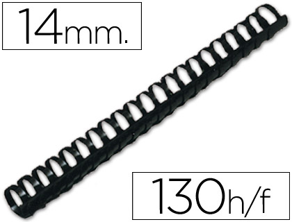 CJ100 canutillos Q-Connect plástico negro 14 mm.